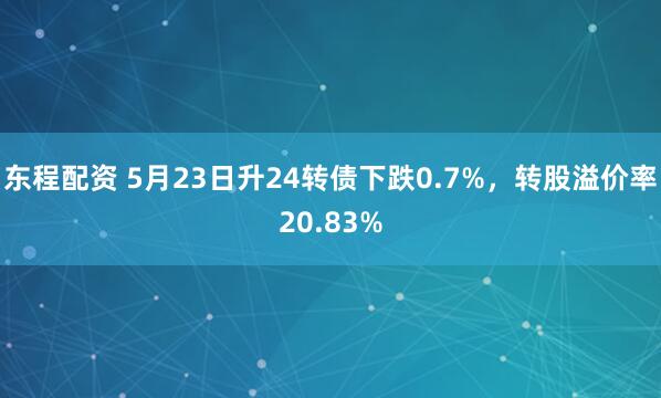 东程配资 5月23日升24转债下跌0.7%，转股溢价率20.83%