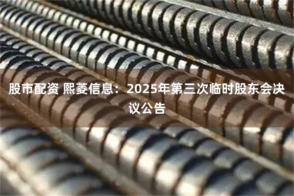 股市配资 熙菱信息：2025年第三次临时股东会决议公告